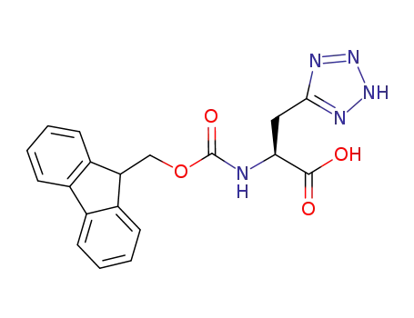 Molecular Structure of 954147-35-4 ((S)-2-((((9H-fluoren-9-yl)methoxy)carbonyl)amino)-3-(2H-tetrazol-5-yl)propanoic acid)