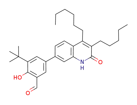 Benzaldehyde,
3-(1,1-dimethylethyl)-5-(4-hexyl-1,2-dihydro-2-oxo-3-pentyl-7-quinolinyl)-
2-hydroxy-