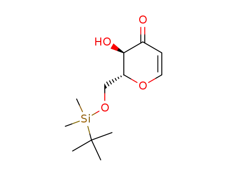 Molecular Structure of 84010-44-6 ((2R-trans)-2-<<<(1,1-Dimethylethyl)dimethylsilyl>oxy>-methyl>-2,3-dihydro-3-hydroxy-4H-pyran-4-one)