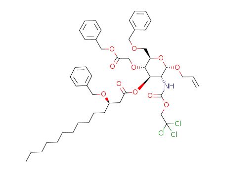 Molecular Structure of 927175-32-4 (allyl 6-O-benzyl-4-O-benzyloxycarbonylmethyl-3-O-((R)-3-benzyloxytetradecanoyl)-2-deoxy-(2,2,2-trichloroethoxycarbonylamino)-α-D-glucopyranoside)