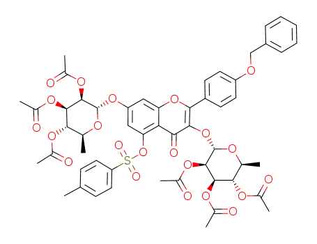 Molecular Structure of 943827-57-4 (4'-benzyloxy-3,7-O-(2'',3'',4''-triacetyloxy-α-L-rhamnopyranosyl)-5-[((4-methylphenyl)sulfonyl)oxy]flavone)