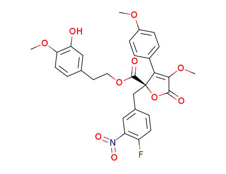 2-(3-hydroxy-4-methoxyphenyl)ethyl (R)-2-(4-fluoro-3-nitrobenzyl)-4-methoxy-3-(4-methoxyphenyl)-5-oxo-2,5-dihydrofuran-2-carboxylate