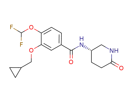 Molecular Structure of 672883-96-4 (Benzamide,
3-(cyclopropylmethoxy)-4-(difluoromethoxy)-N-[(3S)-6-oxo-3-piperidinyl]
-)