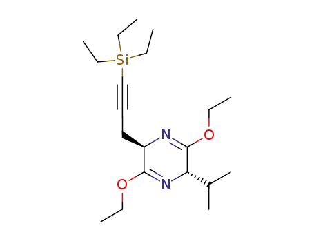 Pyrazine,
3,6-diethoxy-2,5-dihydro-2-(1-methylethyl)-5-[3-(triethylsilyl)-2-propynyl]-,
(2S,5R)-
