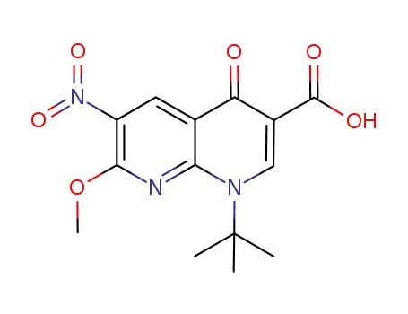 Molecular Structure of 960313-87-5 (1-tert-butyl-1,4-dihydro-7-methoxy-6-nitro-4-oxo-1,8-naphthyridine-3-carboxylic acid)