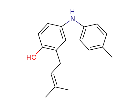 Molecular Structure of 125287-18-5 (9H-Carbazol-3-ol,6-methyl-4-(3-methyl-2-buten-1-yl)-)