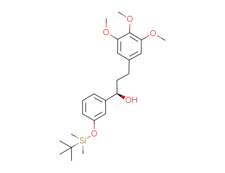 Molecular Structure of 902119-94-2 ((R)-(+)-1-[3-(tert-butyldimethylsilyloxy)phenyl]-3-(3,4,5-trimethoxyphenyl)propan-1-ol)