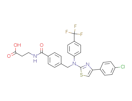 Molecular Structure of 643011-22-7 (β-Alanine, N-[4-[[[4-(4-chlorophenyl)-2-thiazolyl][4-(trifluoromethyl)phenyl]amino]methyl]benzoyl]-)
