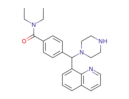 Molecular Structure of 308110-21-6 (N,N-Diethyl-4-[1-(8-quinolyl)-1-(1-piperazinyl)methyl]benzamide)