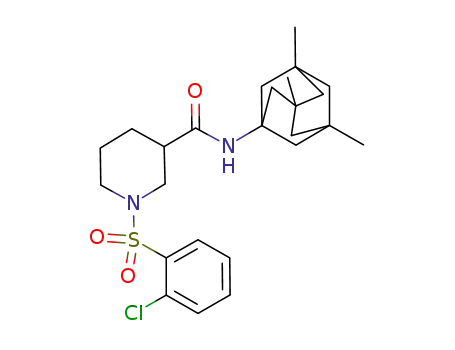 Molecular Structure of 1057284-29-3 (1-(2-chloro-benzenesulfonyl)-piperidine-3-carboxylic acid (3,5,7-trimethyl-adamantan-1-yl)-amide)