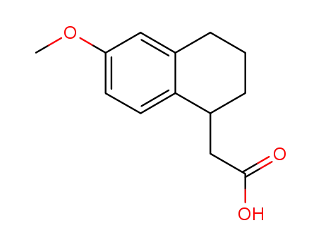 Molecular Structure of 68254-80-8 (2-(6-methoxy-1,2,3,4-tetrahydronaphthalen-1-yl)acetic acid)