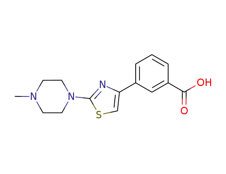 Molecular Structure of 860344-60-1 (Benzoic acid, 3-[2-(4-methyl-1-piperazinyl)-4-thiazolyl]-)