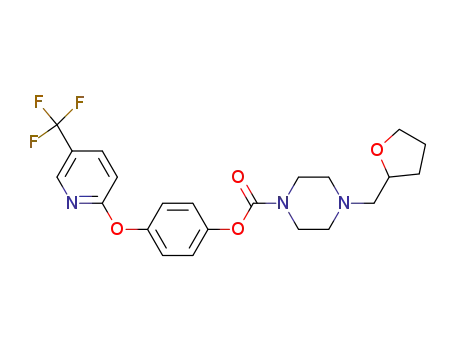 Molecular Structure of 549510-82-9 (4-(Tetrahydrofuran-2-ylmethyl)-piperazine-1-carboxylic acid 4-(5-trifluoromethyl-pyridin-2-yloxy)-phenyl ester)