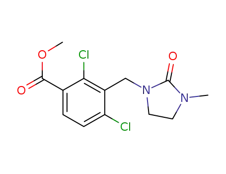 Molecular Structure of 256233-16-6 (methyl 2,4-dichloro-3-[(3-methyl-2-oxo-imidazolidin-1-yl)-methyl]-benzoate)