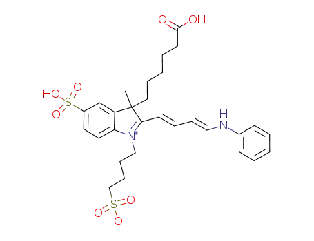 Molecular Structure of 688339-10-8 (4-{2-[(1E,3E)-4-anilinobuta-1,3-dienyl]-3-(5-carboxypentyl)-3-methyl-5-sulfo-3H-indolium-1-yl}butane-1-sulfonate)