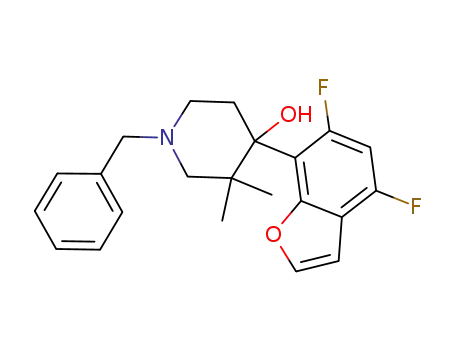 Molecular Structure of 325487-41-0 (1-benzyl-3,3-dimethyl-4-hydroxy-4-(4,6-difluorobenzofuran-7-yl)piperidine)