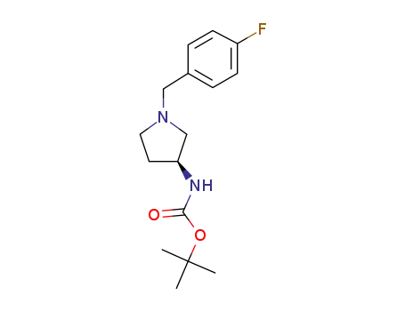 Molecular Structure of 457097-99-3 ((3S)-3-(tert-butoxycarbonylamino)-1-(4-fluoro-benzyl)-pyrrolidine)