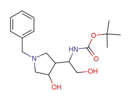 Molecular Structure of 479090-75-0 ([1-(1-Benzyl-4-hydroxypyrrolidin-3-yl)-2-hydroxyethyl]carbamic Acid Tert-Butyl Ester)