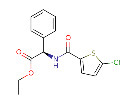 Molecular Structure of 869786-01-6 ((2R)-2-[(5-chloro-thiophene-2-carbonyl)-amino]-2 phenyl-acetic acid ethyl ester)