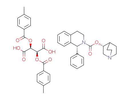 Molecular Structure of 865813-84-9 (Butanedioic acid, 2,3-bis[(4-methylbenzoyl)oxy]-, (2S,3S)-, compd. with
(3R)-1-azabicyclo[2.2.2]oct-3-yl
(1R)-3,4-dihydro-1-phenyl-2(1H)-isoquinolinecarboxylate (1:1))