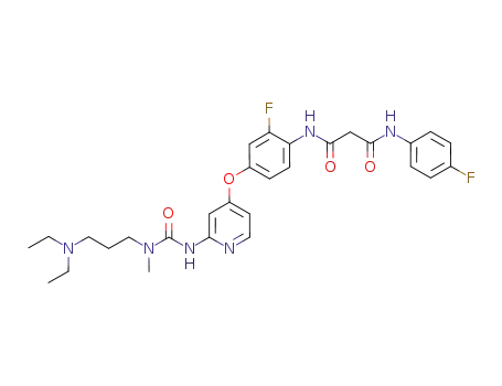 Molecular Structure of 864242-06-8 (N-(4-{2-[3-(3-diethylaminopropyl)-3-methylureido]pyridin-4-yloxy}phenyl)-N'-(4-fluorophenyl)malonamide)