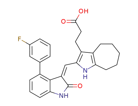 3-{2-[4-(3-fluorophenyl)-2-oxo-1,2-dihydroindol-(3Z)-ylidenemethyl]-1,4,5,6,7,8-hexahydrocyclohepta[b]pyrrol-3-yl}propionic acid