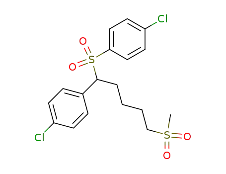 Molecular Structure of 558462-11-6 (Benzene,
1-chloro-4-[[1-(4-chlorophenyl)-5-(methylsulfonyl)pentyl]sulfonyl]-)