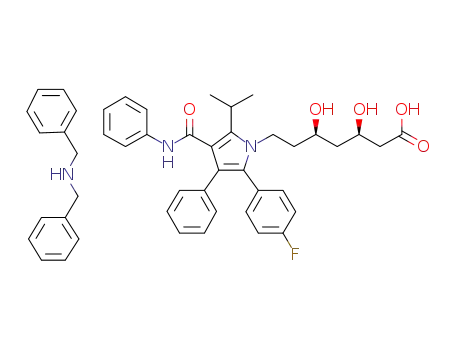 [R-(R*,R*)]-2-(4-fluorophenyl)-β,δ-dihydroxy-5-(1-methylethyl)-3-phenyl-4-[(phenylamino)carbonyl]-1H-pyrrole-1-heptanoic acid; N-(phenylmethyl)benzenemethanamine salt