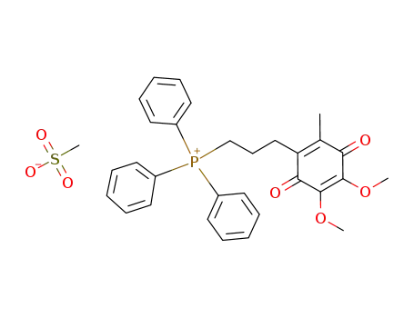 Molecular Structure of 845959-58-2 ([3-(4,5-dimethoxy-2-methyl-3,6-dioxo-1,4-cyclohexadien-1-yl)propyl]triphenylphosphonium methanesulfonate)