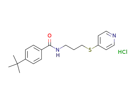 Molecular Structure of 155965-75-6 (Benzamide, 4-(1,1-dimethylethyl)-N-[3-(4-pyridinylthio)propyl]-,
monohydrochloride)