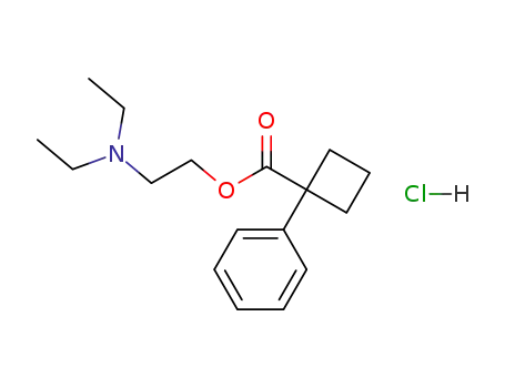 Molecular Structure of 7008-48-2 (Cyclobutanecarboxylicacid, 1-phenyl-, 2-(diethylamino)ethyl ester, hydrochloride (1:1))