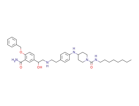 Molecular Structure of 392622-69-4 (1-Piperidinecarboxamide,
4-[[4-[2-[[2-[3-(aminocarbonyl)-4-(phenylmethoxy)phenyl]-2-hydroxyethyl]
amino]ethyl]phenyl]amino]-N-octyl-)
