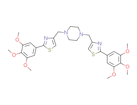 Molecular Structure of 473843-86-6 (Piperazine, 1,4-bis[[2-(3,4,5-trimethoxyphenyl)-4-thiazolyl]methyl]-)