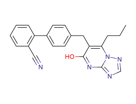 Molecular Structure of 151326-85-1 (6-[(2'-Cyanobiphenyl-4-yl)methyl]-5-hydroxy-7-propyl-1,2,4-triazolo[1,5-a]-pyrimidine)