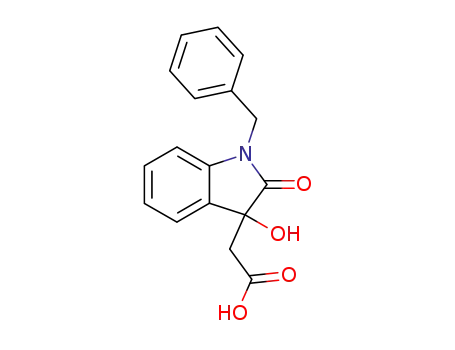 Molecular Structure of 13672-23-6 ((1-BENZYL-3-HYDROXY-2-OXO-2,3-DIHYDRO-1H-INDOL-3-YL)-ACETIC ACID)