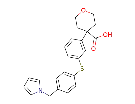 Molecular Structure of 179420-56-5 (4-[3-[4-(pyrrol-1-ylmethyl)phenylthio]phenyl]-3,4,5,6-tetrahydro-2H-pyran-4-carboxylic acid)