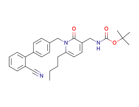 Molecular Structure of 147876-52-6 (6-butyl-1-(2'-cyanobiphenyl-4-ylmethyl)-1,2-dihydro-2-oxo-3-tert-butoxycarbonylaminomethyl pyridine)
