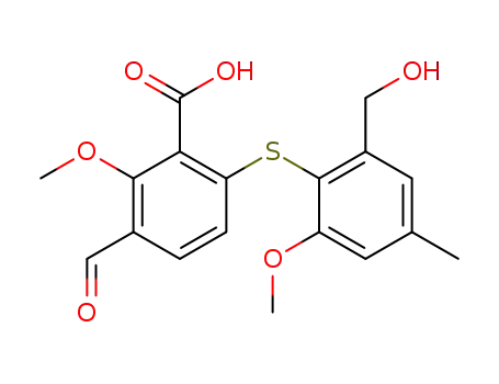 5-Formyl-6-methoxy-2-[2-hydroxymethyl-6-methoxy-4-methylphenylthio]benzoic acid