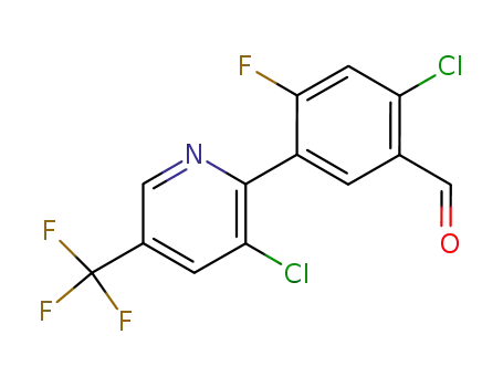 Molecular Structure of 195304-20-2 (Benzaldehyde,
2-chloro-5-[3-chloro-5-(trifluoromethyl)-2-pyridinyl]-4-fluoro-)