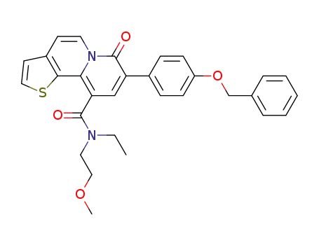 Molecular Structure of 209333-68-6 (8-(4-Benzyloxy-phenyl)-7-oxo-7H-thieno[2,3-a]quinolizine-10-carboxylic acid ethyl-(2-methoxy-ethyl)-amide)