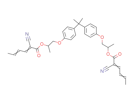 Molecular Structure of 274695-40-8 (2,2-Bis-[p-(2-(2-Cyano-2,4-hexadienoyl)-oxypropoxy)-phenyl]-propane)
