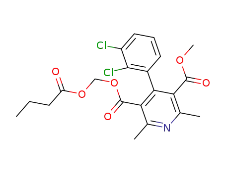 Molecular Structure of 188649-48-1 (3-((butyryloxy)Methyl) 5-Methyl 4-(2',3'-dichlorophenyl)-2,6-diMethylpyridine-3,5-dicarboxylate)