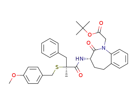 Molecular Structure of 160136-12-9 ([S-(R*,R*)]-2,3,4,5-tetrahydro-3-[[2-[[(4-methoxyphenyl)methyl]thio]-2-methyl-1-oxo-3-phenylpropyl]amino]-2-oxo-1H-benzazepine-1-acetic acid, 1,1,-dimethylethyl ester)