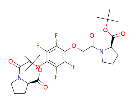 Molecular Structure of 224626-33-9 ((R)-1-[[4-[2-[(R)-2-tert-Butoxycarbonyl-pyrrolidin-1-yl]-2-oxo-ethoxy]-2,3,5,6-tetrafluoro-phenoxy]-acetyl]-pyrrolidine-2-carboxylic acid tert-butyl ester)