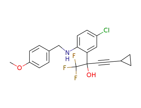 Molecular Structure of 221177-56-6 (rac 5-Chloro-a-(cyclopropylethynyl)-2-[[(4-methoxyphenyl)methyl]amino]-a-(trifluoromethyl)-benzenemethanol)
