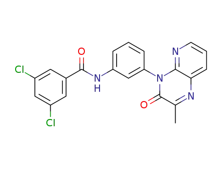 Molecular Structure of 176032-68-1 (Benzamide,
3,5-dichloro-N-[3-(2-methyl-3-oxopyrido[2,3-b]pyrazin-4(3H)-yl)phenyl]-)