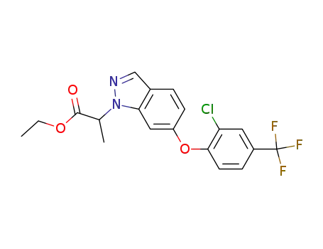 Molecular Structure of 138031-45-5 (ethyl 2-[6-(2-chloro-4-trifluoromethylphenoxy)indazol-1-yl] propionate)