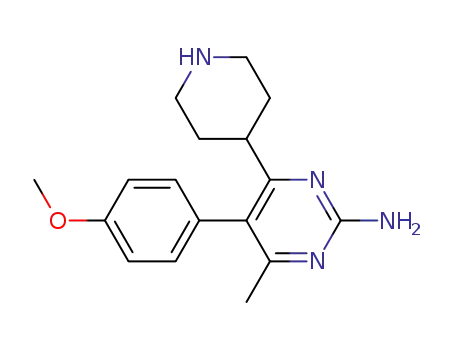 Molecular Structure of 198554-74-4 (5-(4-methoxyphenyl)-4-methyl-6-piperidin-4-ylpyrimidin-2-amine)