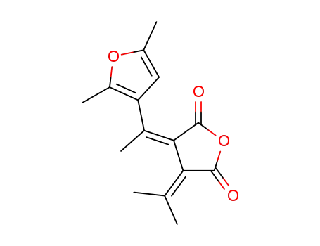 Molecular Structure of 59000-87-2 (2,5-Furandione,
3-[1-(2,5-dimethyl-3-furanyl)ethylidene]dihydro-4-(1-methylethylidene)-,
(Z)-)