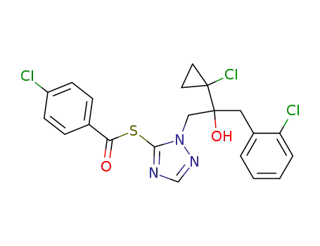 Molecular Structure of 199110-67-3 (2-(1-chloro-cyclopropyl)-1(2-chlorophenyl)-3-[5-(4-chloro-benzoyl-mercapto)-1,2,4-triazol-1-yl]-propan-2-ol)